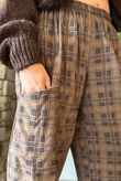 Heritage Needlecord Plaid Relaxed Barrel Pant Chocolate & Coffee Bean